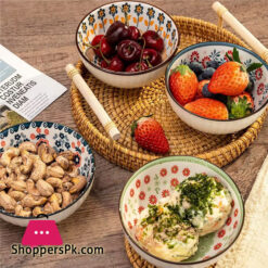 Japanese Style Korean 4.5 Inch Flower 6-Ceramic Bowl Set For Rice Soup Ramen