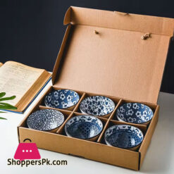 Japanese Style Korean 4.5 Inch Flower 6-Ceramic Bowl Set For Rice Soup Ramen 6 Japanese Style Korean 4.5 Inch Flower 6-Ceramic Bowl Set For Rice Soup Ramen