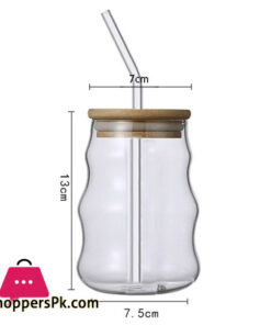 Jar Shaped Clear Glass Drinking Cup With Lid And Straw Juice Glass Milk Cup Home Coffee Cup Breakfast Mug Beverage Container 500Ml - Image 2