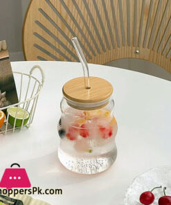 Jar Shaped Clear Glass Drinking Cup With Lid And Straw Juice Glass Milk Cup Home Coffee Cup Breakfast Mug Beverage Container 500Ml - Image 3