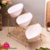 King 3Pcs White Melamine Fresco Set Medium With Golden Stand Kt111