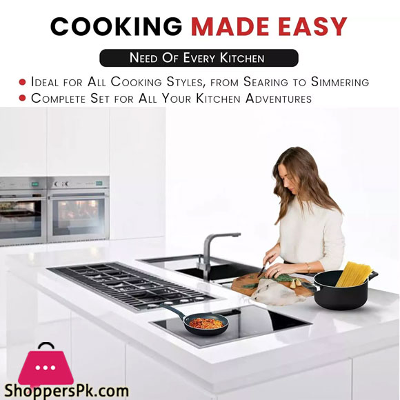 Kitchen King 15 Pieces Pots &Amp; Pans Non Stick Induction Cookware Set Black Kk2530102