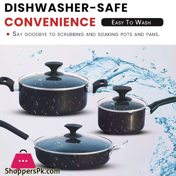 Kitchen King 15 Pieces Pots &Amp; Pans Non Stick Induction Cookware Set Black Kk2530102