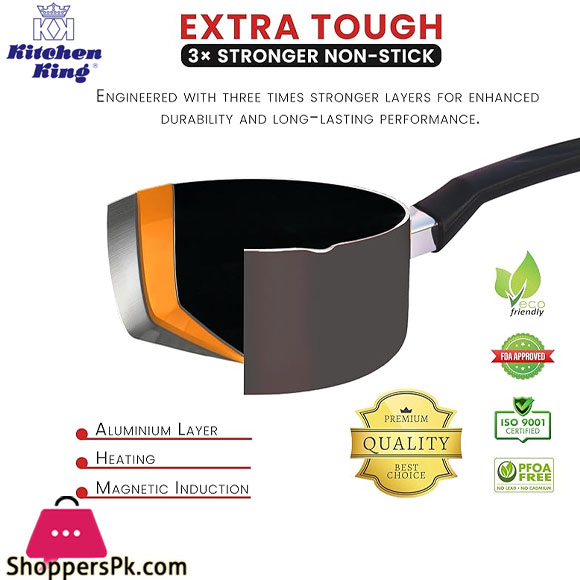 Kitchen King 8 Pieces Essentials Pots And Pans Cookware Set With Lids Non Stick Frying Pans Pfoa Free (Black)