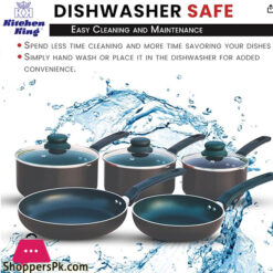 Kitchen King 8 Pieces Essentials Pots And Pans Cookware Set With Lids Non Stick Frying Pans Pfoa Free (Black)