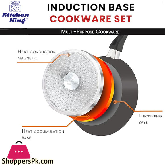 Kitchen King 8 Pieces Essentials Pots And Pans Cookware Set With Lids Non Stick Frying Pans Pfoa Free (Black)