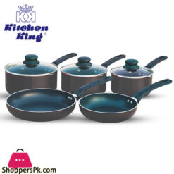Kitchen King 8 Pieces Essentials Pots And Pans Cookware Set With Lids Non Stick Frying Pans Pfoa Free (Black)