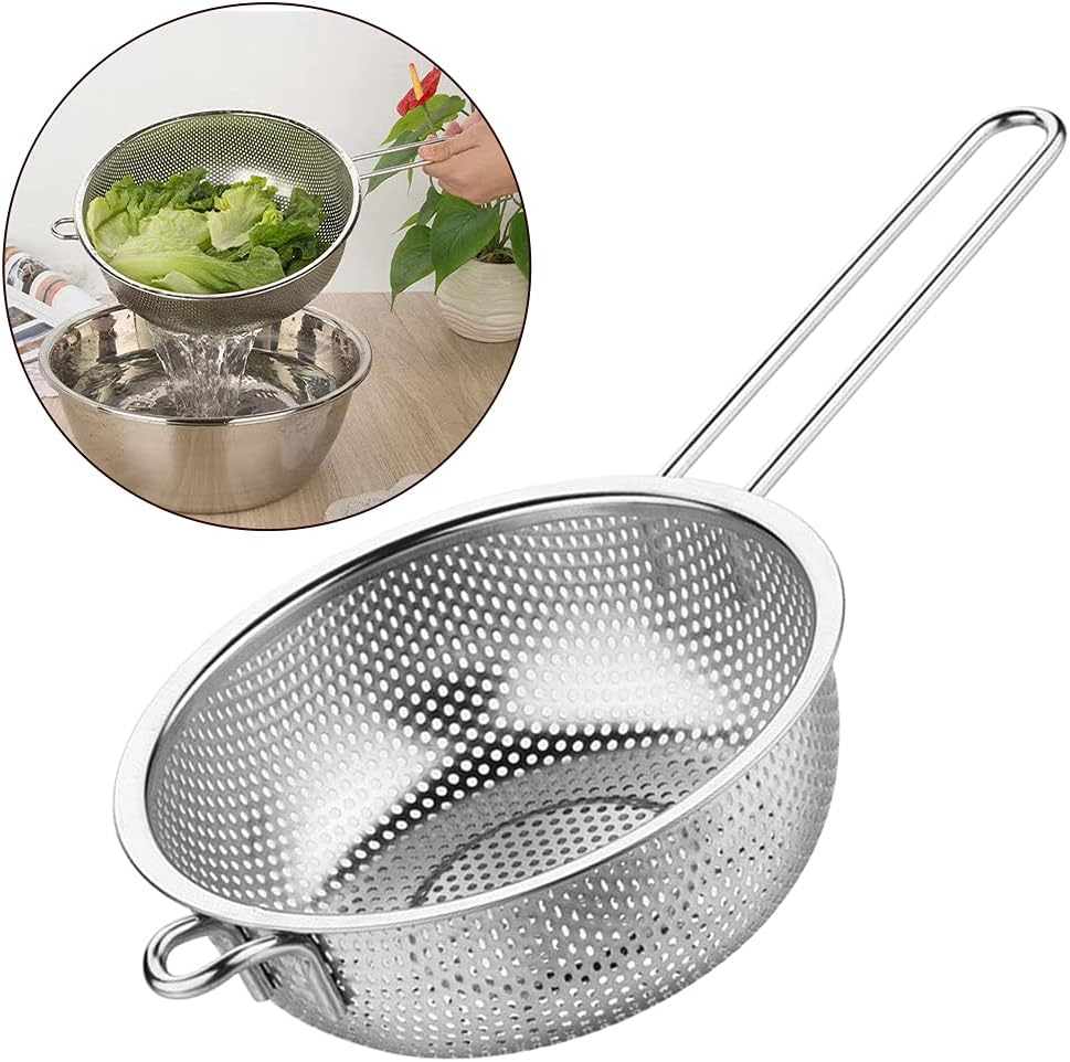 Micro-Perforated Colander, Stainless Steel Fine Mesh Colander With Long Handle, Metal Colander Strainer For Kitchen Size : 29Cm 10 Micro-Perforated Colander, Stainless Steel Fine Mesh Colander With Long Handle, Metal Colander Strainer For Kitchen Size : 29Cm