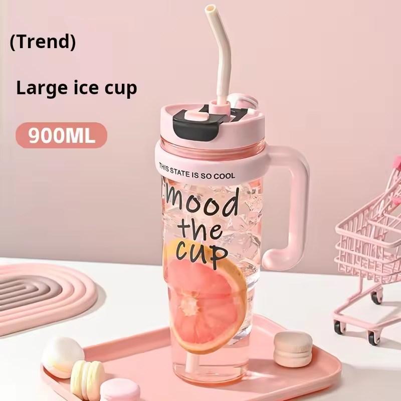 Mood The Cup Summer Ice Cup Plastic Car Water Bottle With Handle 900Ml