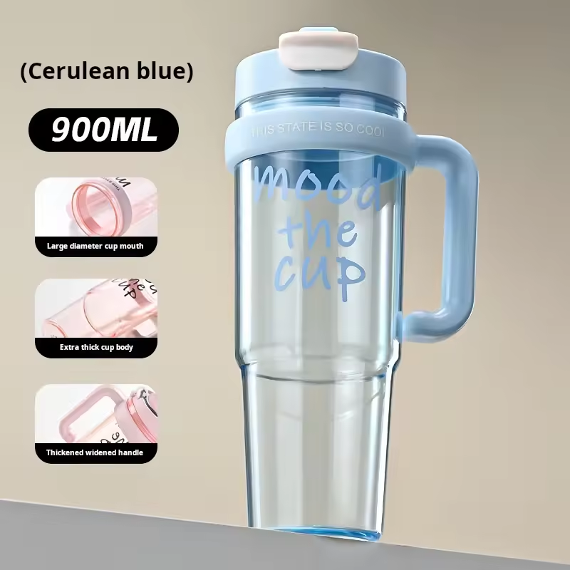 Mood The Cup Summer Ice Cup Plastic Car Water Bottle With Handle 900Ml