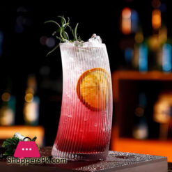 Moon Shape Crescent Strip Long Glasses Set Transparent 500 Ml Set Of 6