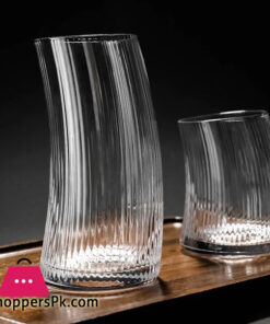 Moon Shape Crescent Strip Long Glasses Set Transparent 500 ml Set of 6