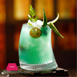 Moon Shape Crescent Strip Short Glasses Set Transparent 340 Ml Set Of 6