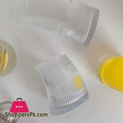 Moon Shape Crescent Strip Short Glasses Set Transparent 340 Ml Set Of 6