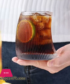 Moon Shape Crescent Strip Short Glasses Set Transparent 340 ml Set of 6