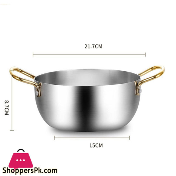 Non-Stick Noodle / Frying Pan Silver With Golden Handle Gst2104