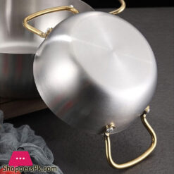 Non-Stick Noodle / Frying Pan Silver With Golden Handle Gst2104