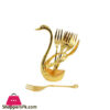 Orchid 6Pcs Gold Fork Set + Gold Swan Holder Cd5095 2 Orchid 6Pcs Gold Fork Set + Gold Swan Holder Cd5095