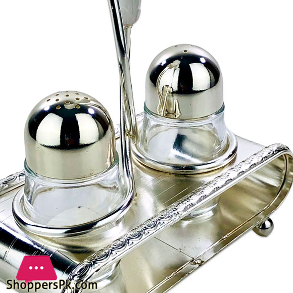 Orchid Salt &Amp; Pepper Set With Lily Stand Silver Ta2632