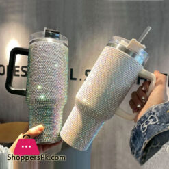 12.12 Sale Rhinestone 40Oz Travel Coffee Mug With Lid Reusable Insulated Stainless Steel