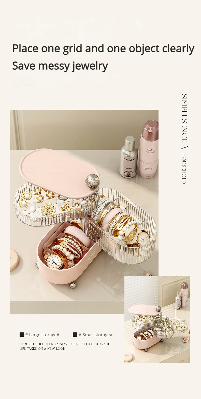 Rotating Jewelry Box Multi-Layer Desktop Storage Box For Cosmetics Lipsticks Cables Jewelry Makeup Organizer