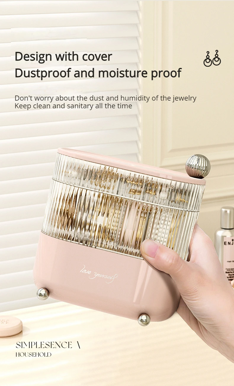 Rotating Jewelry Box Multi-Layer Desktop Storage Box For Cosmetics Lipsticks Cables Jewelry Makeup Organizer