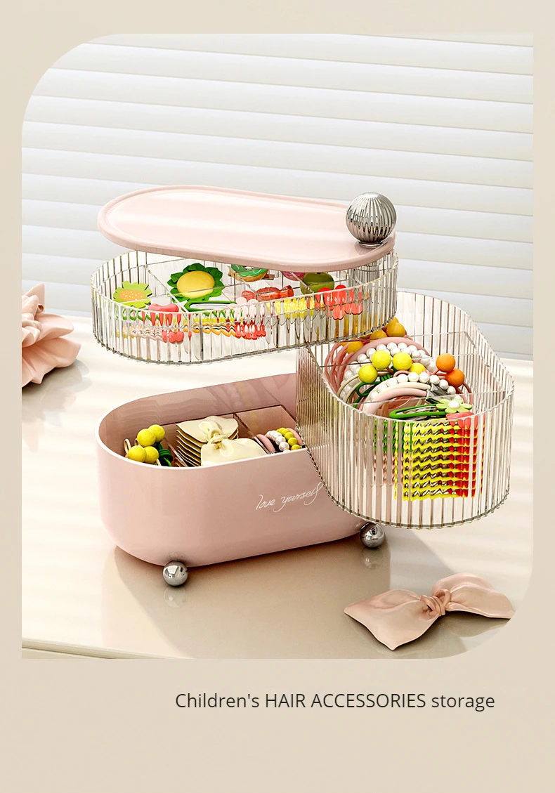 Rotating Jewelry Box Multi-Layer Desktop Storage Box For Cosmetics Lipsticks Cables Jewelry Makeup Organizer