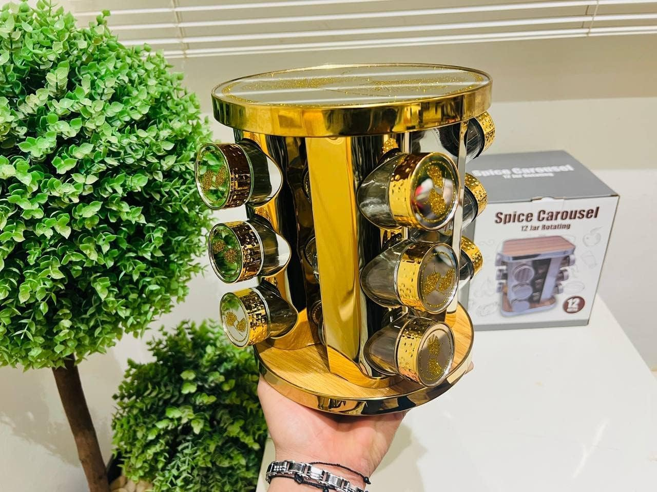 Rotating Spice Set Of 12 Pieces Glass