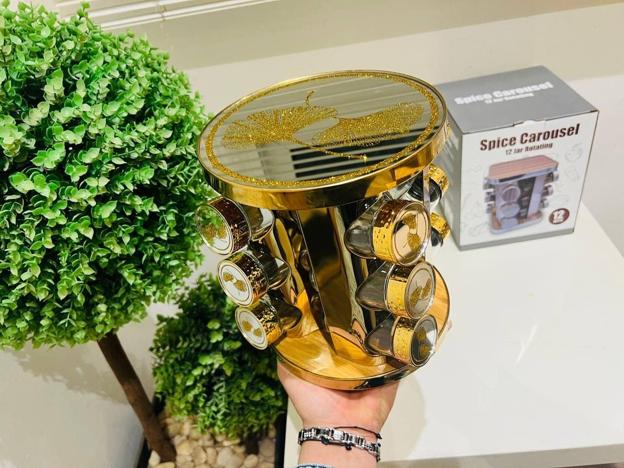 Rotating Spice Set Of 12 Pieces Glass