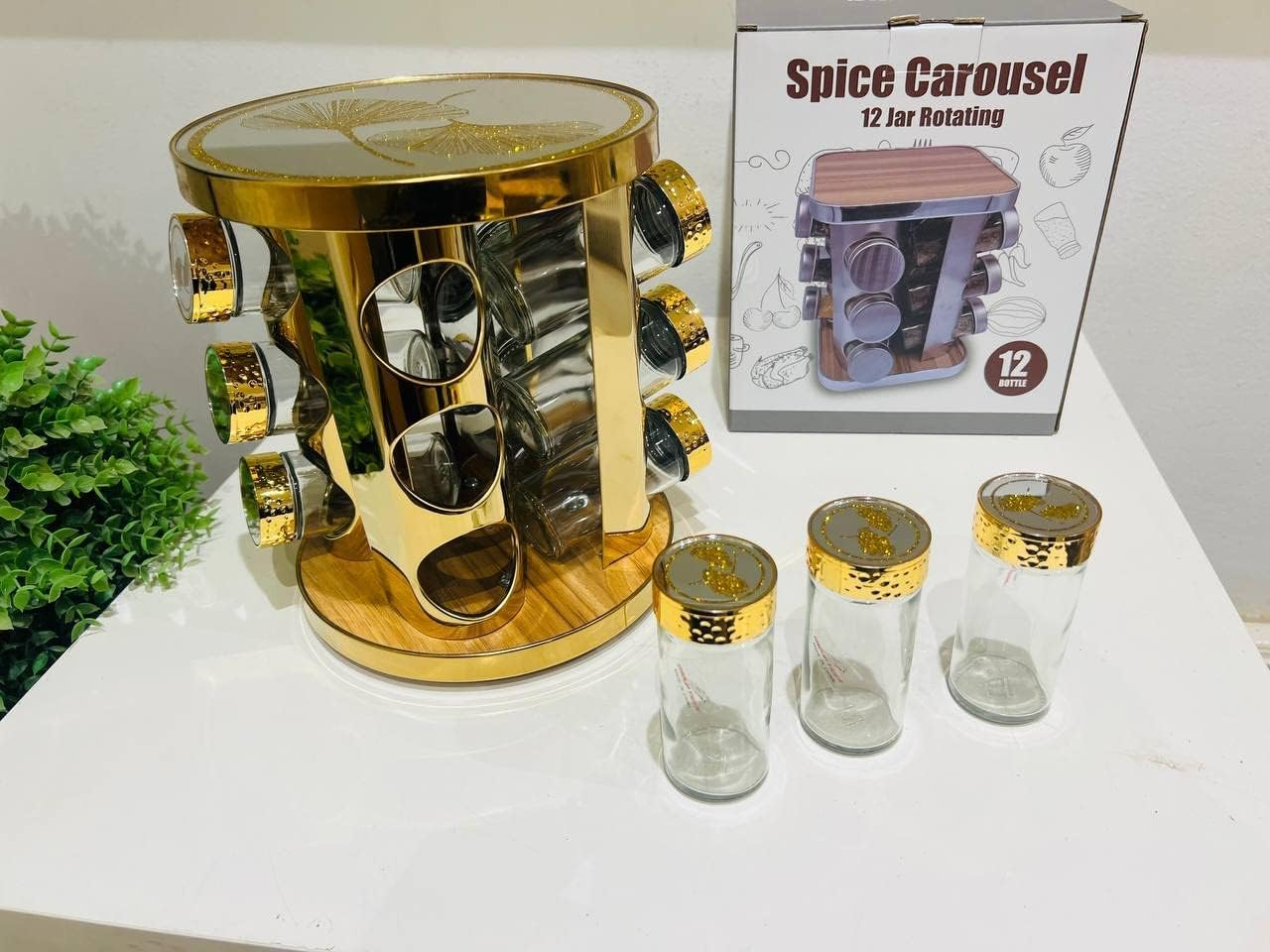 Rotating Spice Set Of 12 Pieces Glass