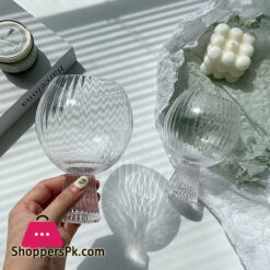 Round Drum Stripe Wine Glass Transparent Cocktail Glass Goblet Glass Set Of 6