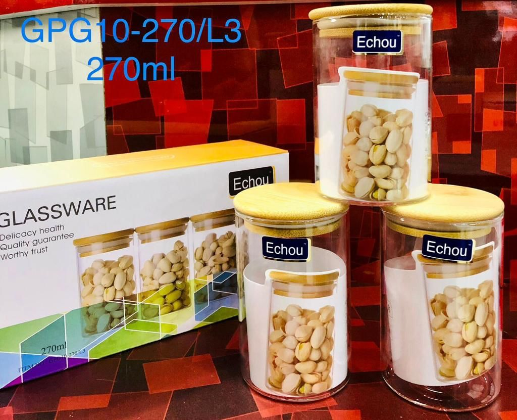 Glass Spice Jars With Bamboo Lid Glass Spice Jars Air Tight 270Ml Spice Jar Set Of 3