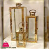 Shiny Rose-Gold Rectangular Design Candle Lamp Holders-3Pcs Set Sxg-005