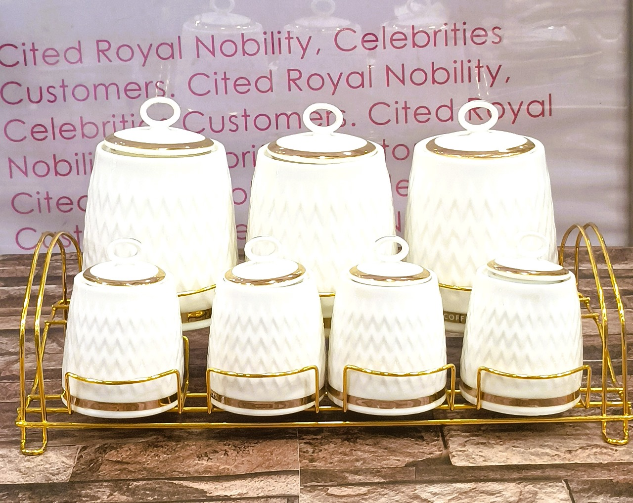 Solecasa Ceramic Canister Set 7 Piece With Metal Stand