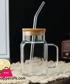 Square Glass Mug With Lid Straw Breakfast Milk Cup Microwave Safe Party Coffee Mug Beverage Container Glass 550Ml 38 Square Glass Mug With Lid Straw Breakfast Milk Cup Microwave Safe Party Coffee Mug Beverage Container Glass 550Ml - Image 5