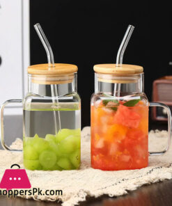 Square Glass Mug With Lid Straw Breakfast Milk Cup Microwave Safe Party Coffee Mug Beverage Container Glass 550Ml 35 Square Glass Mug With Lid Straw Breakfast Milk Cup Microwave Safe Party Coffee Mug Beverage Container Glass 550Ml - Image 2