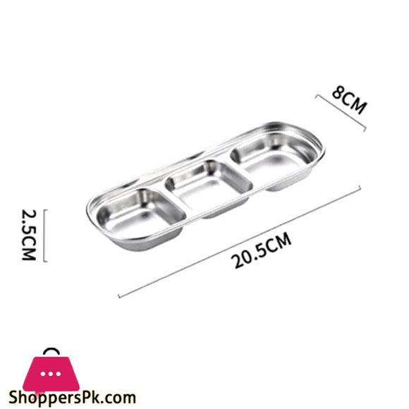 Stainless Steel Condiment Container Small Cup Triple Dip Silver Gst2057