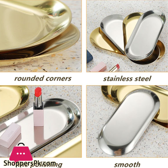Stainless Steel Gold Oval Decorative Tray Long Gst2036