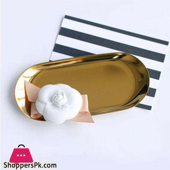 Stainless Steel Gold Oval Decorative Tray Long Gst2039