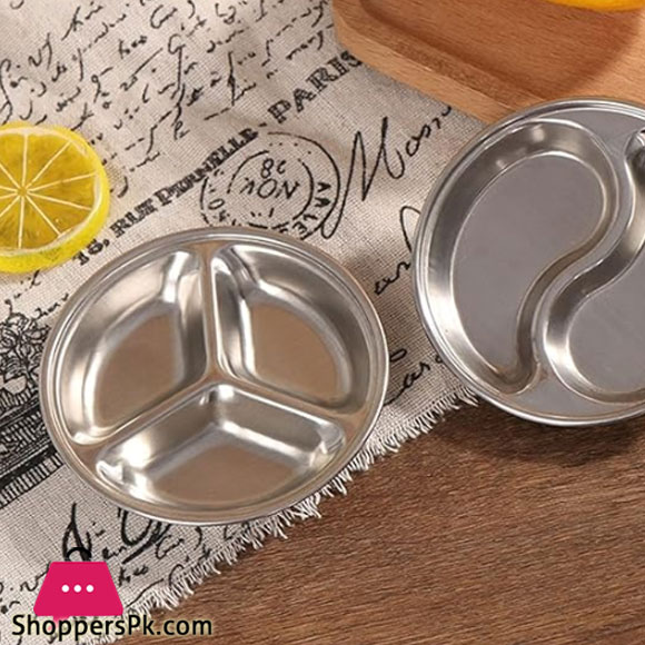Stainless Steel Sauce Plate 3 Partition 14Cm Silver Gst2076
