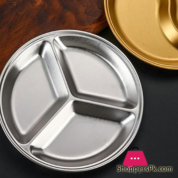 Stainless Steel Sauce Plate 3 Partition 14Cm Silver Gst2076