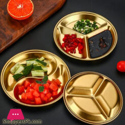 Stainless Steel Sauce Plate 2 Partition 12Cm Gold Gst2077