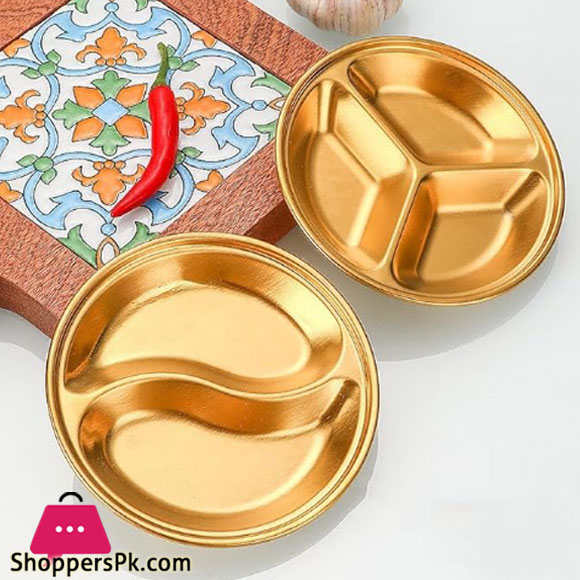Stainless Steel Sauce Plate 3 Partition 14Cm Gold Gst2080