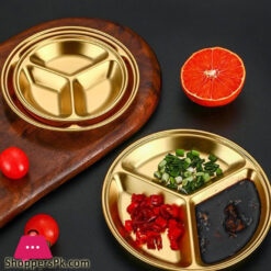 Stainless Steel Sauce Plate 3 Partition 14Cm Gold Gst2080