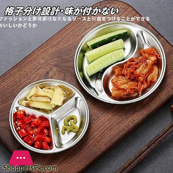 Stainless Steel Sauce Plate 3 Partition 14Cm Silver Gst2076