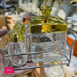 Sugar Pot And Pepper Set Of 3Pcs Gold Sb2068