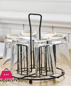 Tabletop Metal 6 Glass Stand Storage Rack Glass Holder