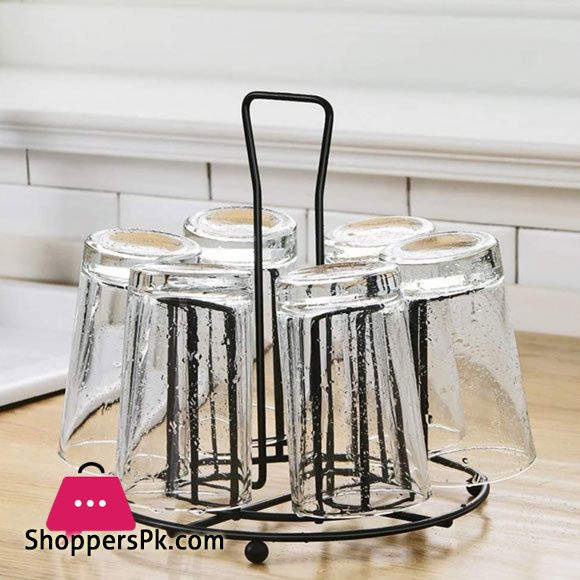 Tabletop Metal 6 Glass Stand Storage Rack Glass Holder 3 Tabletop Metal 6 Glass Stand Storage Rack Glass Holder