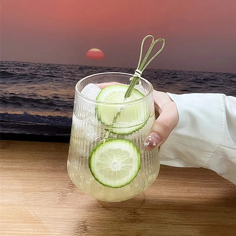 Vertical Fruit Tea Cup Cold Drink Juice Drink Cup Household Summer High Value Glass Drinking Cup Coffee Milk Cup