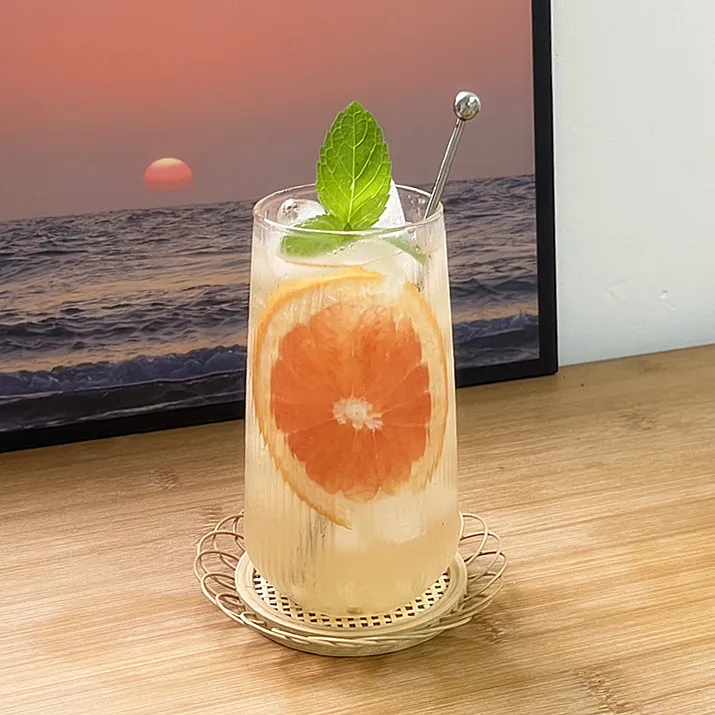 Vertical Fruit Tea Glass Cold Drink Juice Drink Glass Household Summer High Value Glass Drinking Cup Coffee Milk Cup